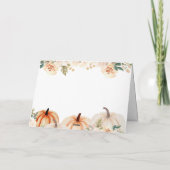 Elegant Autumn Floral Pumpkin Truck Baby Shower サンキューカード (裏面)