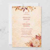 Elegant Autumn Floral Warm Neutral 招待状 (正面)