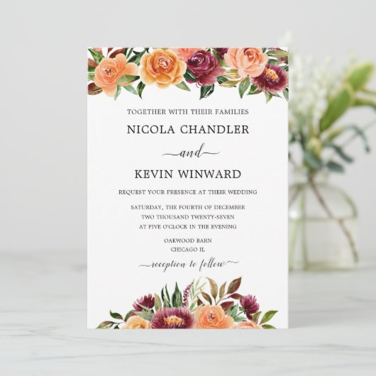 Elegant Autumn Floral Wedding 招待状 (スタンド正面)