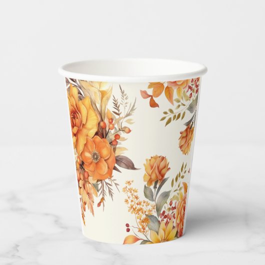 Elegant Autumn Floral Wedding 紙コップ (裏面)