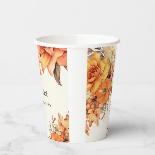Elegant Autumn Floral Wedding 紙コップ (左)