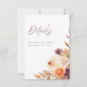 Elegant Autumn Floral Wedding Details Card 招待状 (正面)