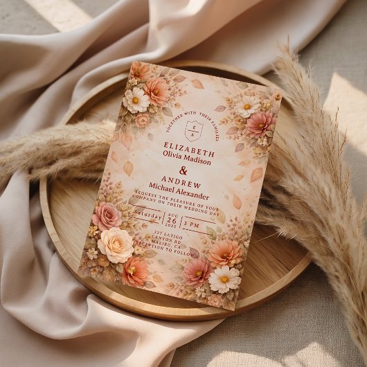 Elegant Autumn Flower Wedding 招待状