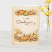 Elegant Autumn Harvest Happy Thanksgiving  カード (黄色い花)