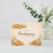 Elegant Autumn Harvest Happy Thanksgiving  シーズンポストカード (スタンド正面)