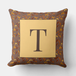 Elegant Autumn Leaf Monogram クッション