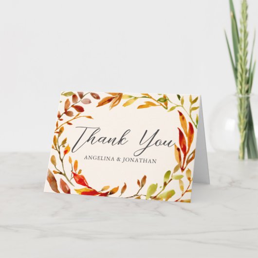 Elegant Autumn Leaf Wedding Personalized サンキューカード (正面)