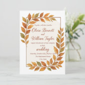 Elegant Autumn Leaves & Copper Rustic Fall 招待状 (スタンド正面)