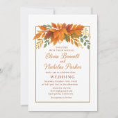 Elegant Autumn Leaves & Copper Rustic Fall 招待状 (正面)