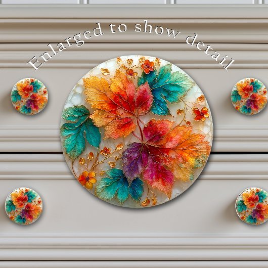 Elegant Autumn Maple Leaves Gold Accents セラミックノブ