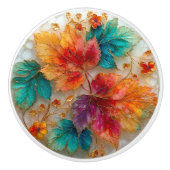 Elegant Autumn Maple Leaves Gold Accents セラミックノブ (正面)