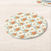 Elegant Autumn Pumpkin and Eucalyptus Watercolor ラウンドペーパーコースター (アングル)