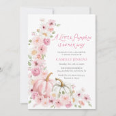 Elegant Autumn Pumpkin and Floral Baby Shower 招待状 (正面)