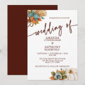 Elegant Autumn Pumpkin Fall Wedding Invitation 招待状 (正面/裏面)