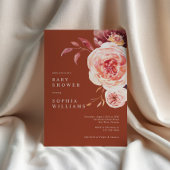 Elegant Autumn Terracotta Modern Baby Shower 招待状