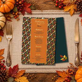 Elegant Autumn Thanksgiving Feast Gold Foil Menu 箔シーズンカード