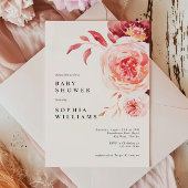 Elegant Autumn Watercolor Floral Baby Shower 招待状