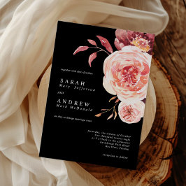 Elegant Autumn Watercolor Floral Wedding 招待状
