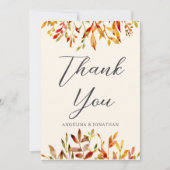 Elegant Autumn Wedding Custom Fall Leaves サンキューカード (正面)