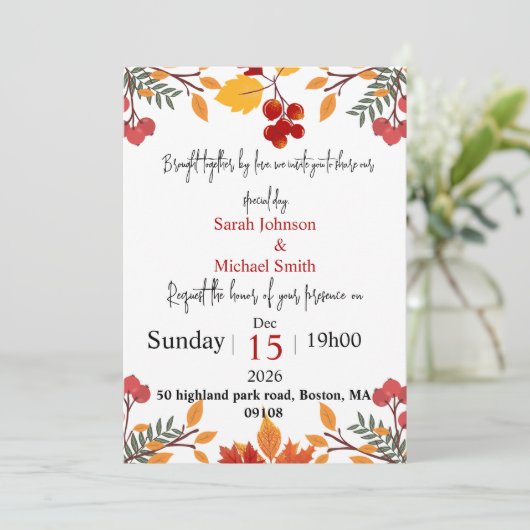 Elegant Autumn Wedding Invitation  招待状 (スタンド正面)