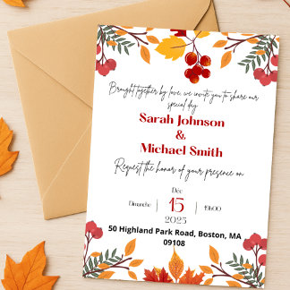Elegant Autumn Wedding Invitation  招待状