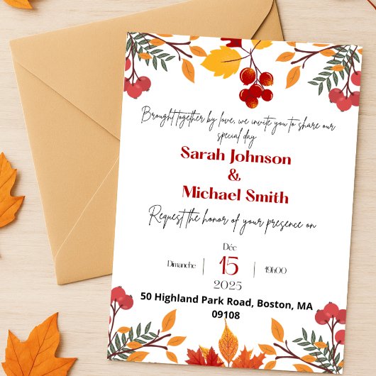 Elegant Autumn Wedding Invitation  招待状