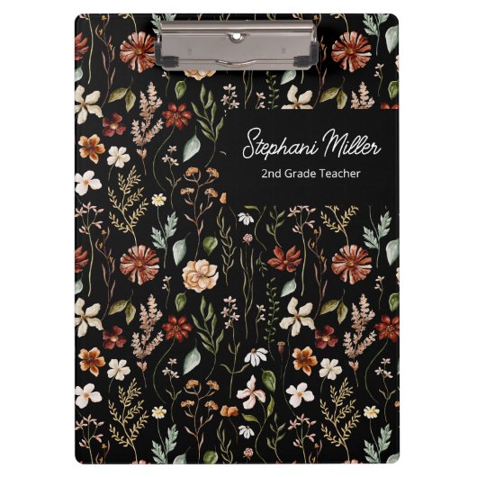 Elegant Autumn Wildflower Meadow Floral Pattern クリップボード (正面)
