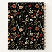 Elegant Autumn Wildflower Pattern Black Recipe ノートブック (裏面)