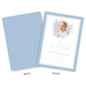 Elegant Baby Blue Bow Boy Photo Baptism 招待状