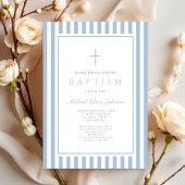 Elegant Baby Blue Boy Baptism 招待状