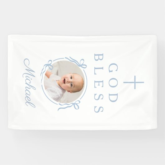 Elegant Baby Blue Boy God Bless Photo 横断幕 (横)