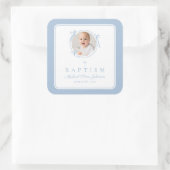 Elegant Baby Blue Boy Photo Baptism スクエアシール (バッグ)