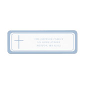 Elegant Baby Blue Cross Boy Baptism Address  ラベル (正面)
