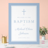 Elegant Baby Blue Cross Boy Baptism Welcome アクリルサイン (ウェディング)
