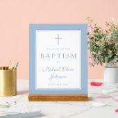 Elegant Baby Blue Cross Boy Baptism Welcome アクリルサイン (ウェディング)