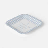 Elegant Baby Blue Gingham Boy Baptism ペーパープレート (傾斜あり)
