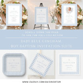 Elegant Baby Blue Gingham Boy Baptism ペーパープレート