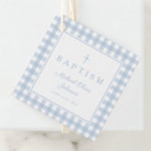 Elegant Baby Blue Gingham Boy Baptism Thank You フェイバータグ