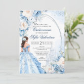 Elegant Baby Blue Quinceañera Invitation 招待状 (スタンド正面)