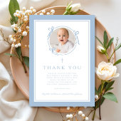 Elegant Baby Blue Religious Baptism Photo サンキューカード
