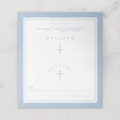 Elegant Baby Blue Religious Boy Baptism プレイスカード (外部開封)