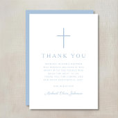 Elegant Baby Blue Religious Cross Baptism サンキューカード
