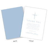 Elegant Baby Blue Religious Cross Baptism サンキューカード
