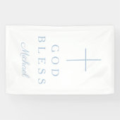 Elegant Baby Blue Religious Cross Boy God Bless 横断幕 (横)