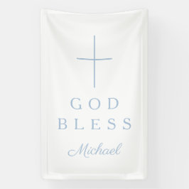 Elegant Baby Blue Religious Cross Boy God Bless 横断幕