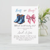 Elegant Baby Boots or Bows Pink Blue Gender Reveal 招待状 (スタンド正面)