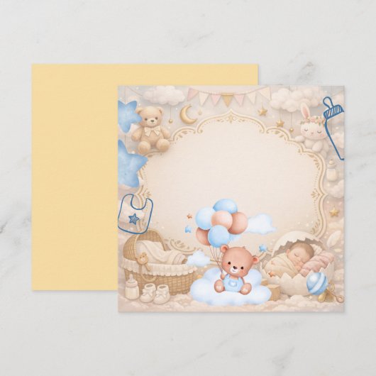 Elegant Baby Celebration Invitation Template 招待状 (正面/裏面)