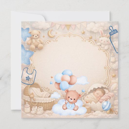 Elegant Baby Celebration Invitation Template 招待状 (正面)