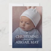 Elegant Baby Christening Photo Minimalist 招待状 (正面)
