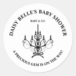 Elegant Baby & Co Black Chandelier Baby Shower ラウンドシール
